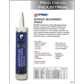 Red Devil 08465I12 RD Pro Construction Grade Siliconized Acrylic Sealant, 10.1 oz, Gray, 12- Pack