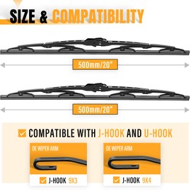 AUTOBOO 20"+20" Windshield Wiper Blade Sets Replacement for Ford E150 E250 E350 2005-2014,Excursion,2003-2009 Honda element -Original Factory Quality (Pack of 2)