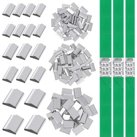 Glarks 130pcs 5/8in 3/4in 1-1/4in Closed Seals Buckles (Push Type) Set, Closed (Snap-On) Seals Strapping Clips Banding Clips for Securing Heavy Packaging and Pallet Banding