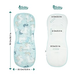 Universal Baby Stroller Seat Liners,Reversible Soft and Comfortable Baby Stroller Seat Cushion,Kids Seat Pads for Toddlers & Preschoolers -30 * 13.8'',1 Pack(Green Unicorn)