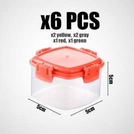6 Sauce Dispensing Boxes, Square Kitchen Seasoning Jars, Sauce Containers With Lids, Kitchen Containers, Pe Plastic Dispensing Bottles, Suitable For Kitchen Sauce Storage (Yellow, Gray, Red, Green)