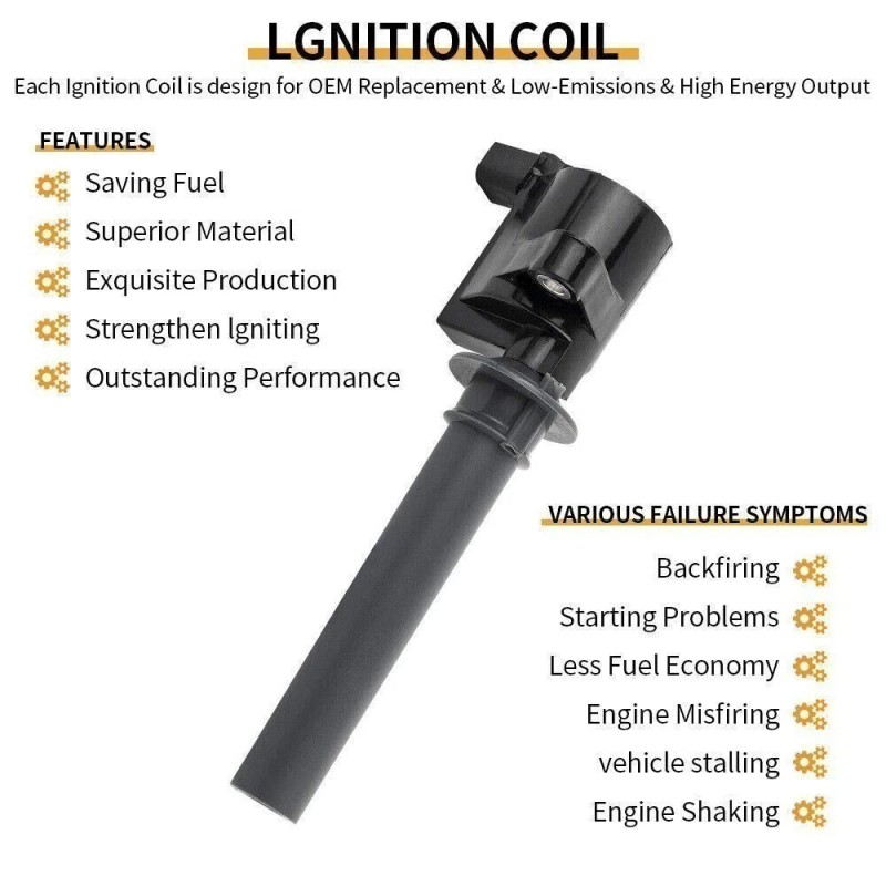 Gearzaar 6x Ignition Coil Pack & 6x Spark Plug For
