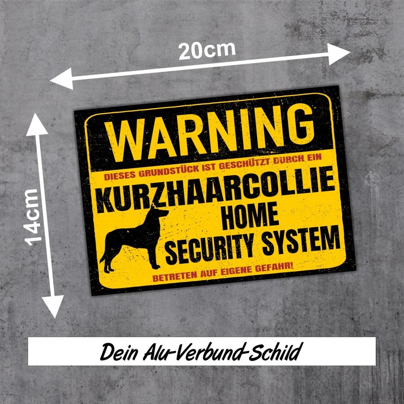 Short-haired Collie Sign Warning Security System Door Sign Dog Sign