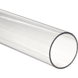 Polycarbonate Rigid Round Tube, Clear, 1-1/2" ID x 1-3/4" OD x 12" L