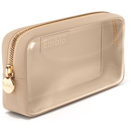 Embla Clear Cosmetic Bag Makeup Bag, Clear Zipper Pouch Cosmetics Bags Cute Womens Make Up Pouches, Clear Toiletry Travel Bag Tote, Preppy Purse Cosmetic Organizer Mini Small Large Makeup Bags, Sand