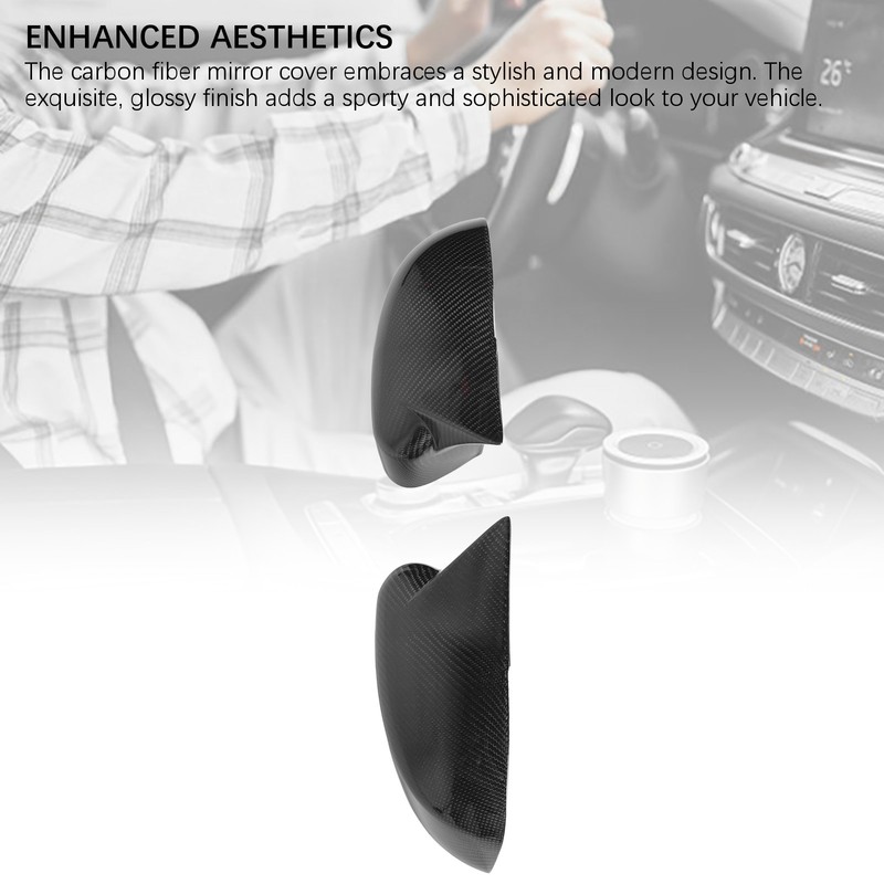 1 Pair Carbon Fiber Ox Horn Rearview Side Glass Mirror