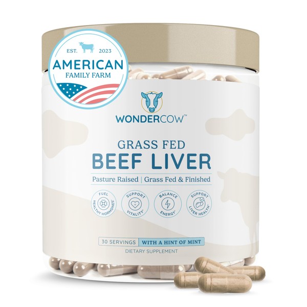 WONDERCOW Beef Liver Capsules Grass Fed Supplement - Desiccated &