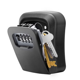 key lock box for outside 4-Digit Combination Waterproof Portable Key Storage Lockbox Wall Mount 5 Key Large Capacity for House Key Hide a key for outdoor, Indoor(1-Pack，Black)