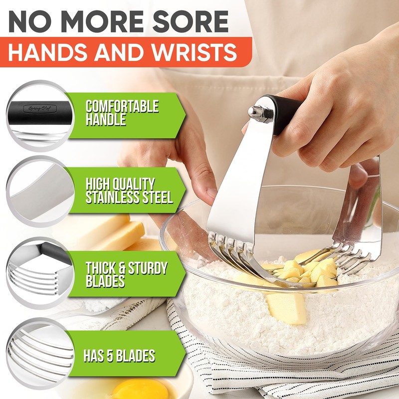 Spring Chef Dough Blender, Top Professional Pastry Cutter with Heavy