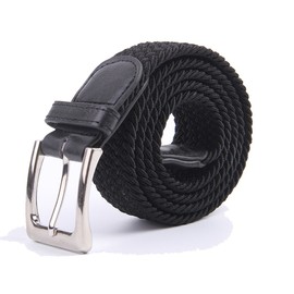 Gelante Canvas Elastic Fabric Woven Stretch Multicolored Braided Belts 2041-Black-L