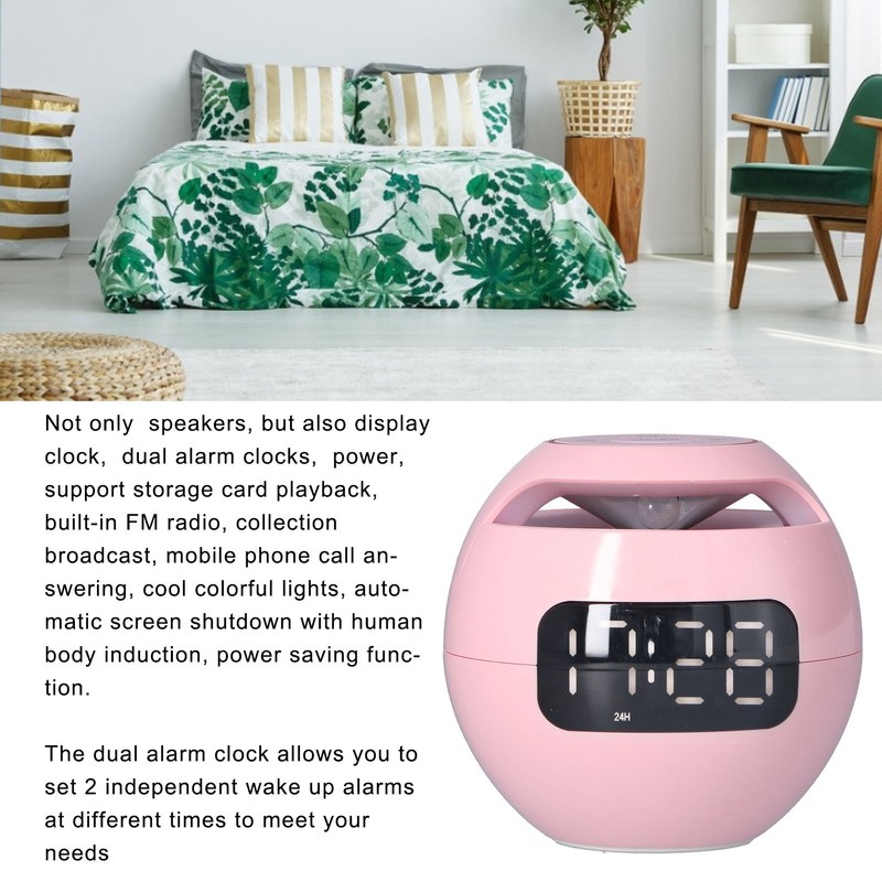 Multifunctional Bluetooth 5.0 Alarm Clock Speaker Rechargeable Ball Shape Portable