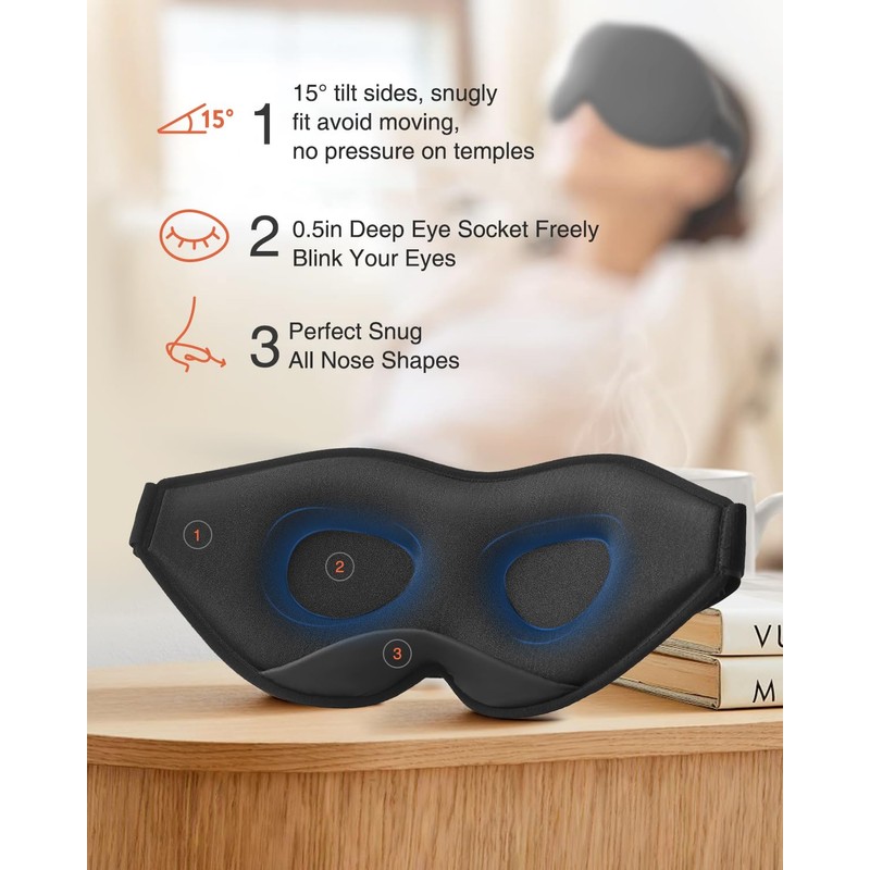 MABAO 2 Packs Sleep Mask for Side Sleeper, Eye Mask