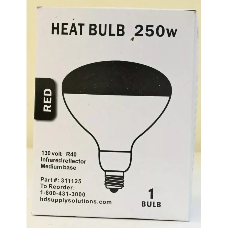 HD Supply 250 Watt Red Heat Lamp Bulb 250w 130v