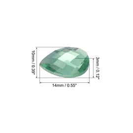 PATIKIL Acrylic Teardrop Gems, 50 Pcs 14x10mm Flat Back Teardrop Rhinestones Plastic Gems for Jewelry Making DIY Craft, Green