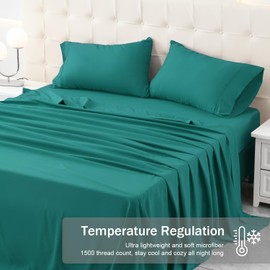 MICORAL Full Bed Sheets Set, Soft Breathable Bedding Sheet Set, Sheets Set with 16" Deep Pocket Design (4 Pieces, Full, Turquoise)