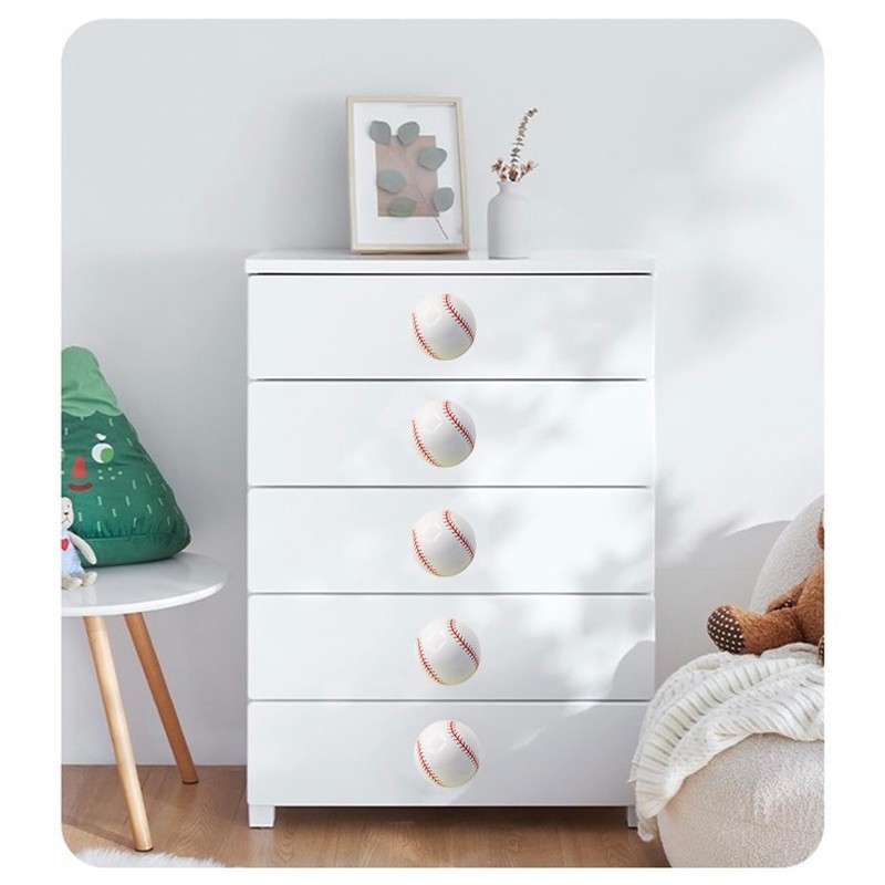 Tverghvad Ceramic Baseball Dresser Knobs, [6 Pack] Baseball Decor Drawer