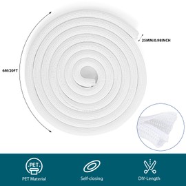 Romon 6 m Cable Sleeve, 25 mm - 32 mm Can Be Cut to Size, Self-Closing, Flexible Woven Cable Sheath, Spiral Hose for TV, PC, Home Cinema, Automotive Cable, Cable Management, Bite Resistant for Dogs