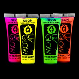 UV Glow Neon Face and Body Paint 10ml - Set of 4 Tubes - Fluorescent
