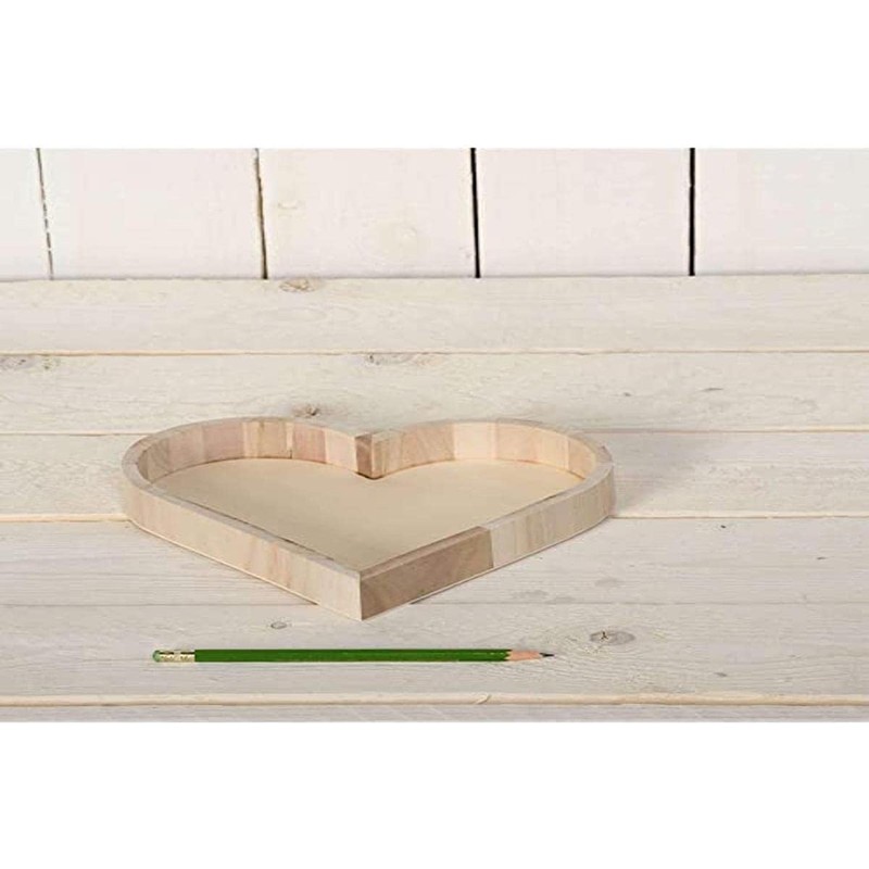 Artemio VIPPC Heart Shaped Tray, Wood, Beige, 21 x 3.5