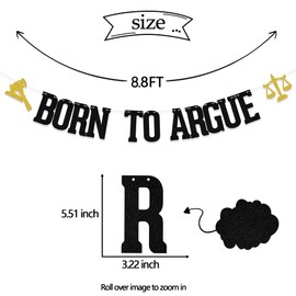 Born To Argue Banner, Lawyer Graduation Banner, Passed the Bar Exam Gifts, Class of 2025 Law School Survivor Graduation Party Decorations Supplies Balck & Gold