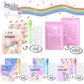 MarckersHome UV Pen and Notebook, Pack of 16 Party Bags Children's Birthday Girls, Magic Pens Children, Children's Birthday Party Gifts, Advent Calendar Children, Unicorn Gift for Girls