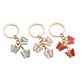 COLORFUL BLING Butterfly Charms Keychain Cute Acrylic Crystal Butterfly Chain Tassel Keyring Bag Purse Accessories-3pcs
