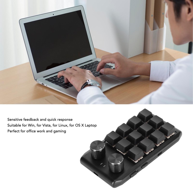 Mini Custom Keypad 12 Mechanical Keys 2 Knobs Programmable Red
