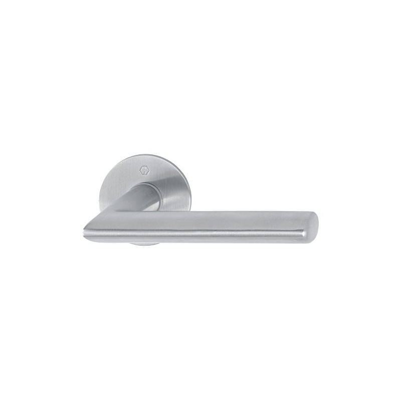 Hoppe Stockholm Lever Handle with Latch Rosett, Matt Stainless Steel,