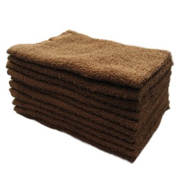 《HT-BR10 Quick Drying Thin Type》Hand Towels, Set of 10, Brown
