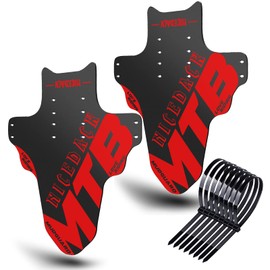 NICEDACK Mudguards Mountain Bike, 2 Pieces Mudguard Fit 20-29 Inch MTB Mudguard Front and Rear Compatible Bicycle Splash Guard (Red)