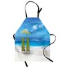 Lunarable Seaside Apron, Sunshade Drinks Pair of Reclining Chairs Facing
