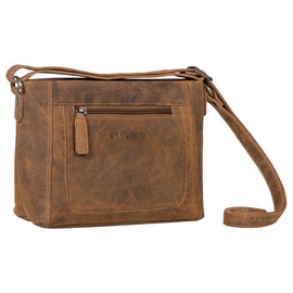 STILORD 'Julina' Women's Shoulder Bag Leather Vintage Handbag Leather Bag Women's Bag Shoulder Bag Evening Bag Party Bag Genuine Leather, Bergamo - Brown, shoulder bag