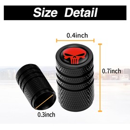 Ajxn Pack-4 Skull Tire Valve Stem Caps, Universal Car Wheel Tire Air Valve Cap, Stainless Steel Tire Air Valve Caps Fits Cars Trucks Motorcycles SUVs and Bikes, Car Accessories and Decorations (Red)