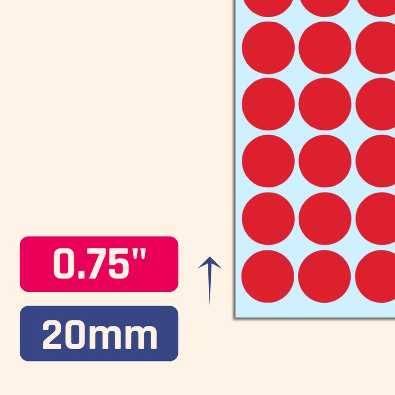 2000 Pieces, 20mm - Red Dot Stickers, Sticky Dots Round