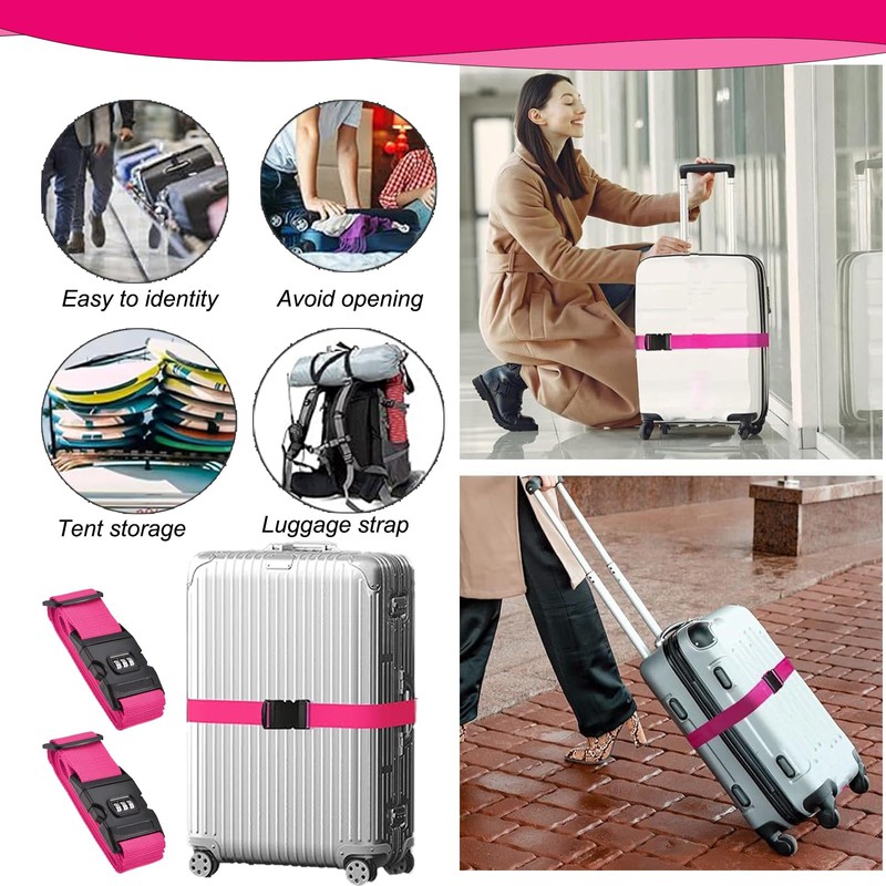 Luggage Strap with Combination Lock, Pack of 2 Luggage Strap,