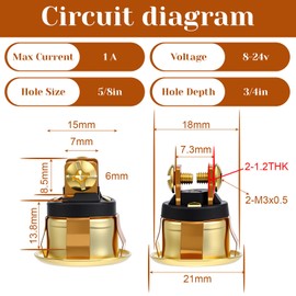 2 Pack Lighted Doorbell Button Replacement, Push Door Bell Ringer Kit Easy to Install Wired Doorbell Button Round Rim Push Buttons with Lighted Center(Gold, Yellow Light)