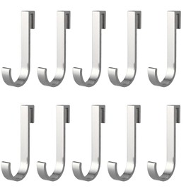 HLGHLG Wire Shelving J Hooks, 10-Pack Heavy Duty Aluminum Under Shelf Organizer Hangers for Kitchen, Bathroom, Closet, Garage (Silver)