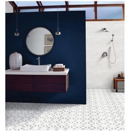 Tenedos Bianco Dolomite with Grey Carrara Geometric Polished Marble Mosaic Tile 12x12 Mesh Mounted for Kitchen Backsplash Bathroom Floor Wall Accent - 1 Sheet