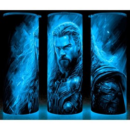 Glow in the Dark Thor Thunder God  Painting Comic Book Cup Mug  Tumbler 20 oz