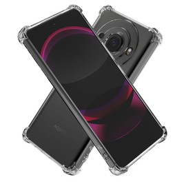 Hy+ AQUOS R8 pro Shockproof Case, SH-51D Cover, Strap Hole, US Military MIL Standard, Clear, Built-in Shock Absorption Pocket, TPU Case