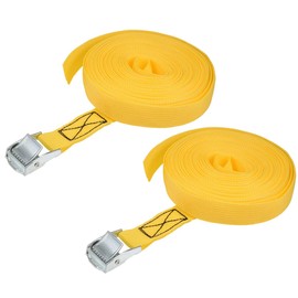 uxcell Tie Down Strap Cam Buckle Lashing Strap 1" x 30Ft 550lb 250Kg Load Polypropylene for Moving Securing Cargo, Yellow, Pack of 2