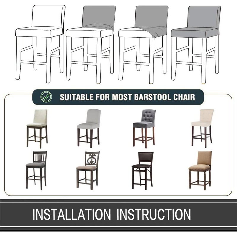Deisy Dee Stretch Slipcovers Chair Cover for Counter Height Side
