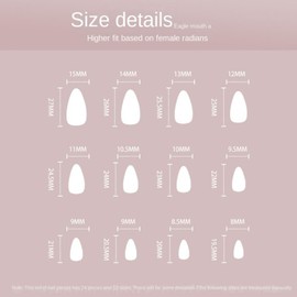 24pcs Long Almond False Nail French Glitter Star River Nail Tips DIY Full Cover Removable