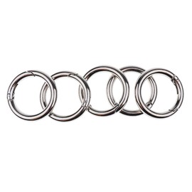 Sharplace Carabiner Key Ring, Pack of 5, Carabiner Hooks, O-Ring, Zinc Alloy Carabiner Clips, Key Ring, Spring Split Rings, Key Rings for Camping, Hiking, Bag Rings, Crafts, 35 mm