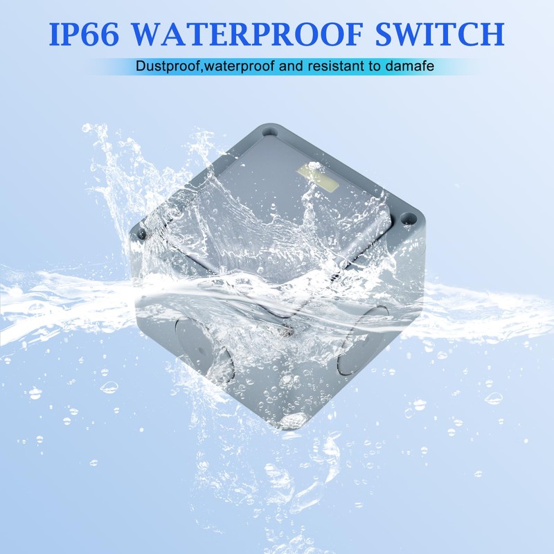 Weatherproof Electrical Outdoor Switch, Single Wall Light Switch IP66 Waterproof,