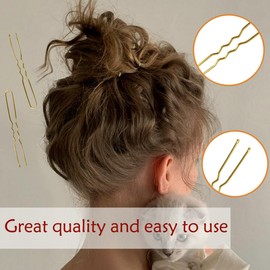 YINGFENG 330 Count U Shaped Hair Pins Blonde, YINGFENG 2.4inch Gold Bun Pins Bun Hair Pins for Women Girls with Storage Box, Hair Accessories for All Hair Types