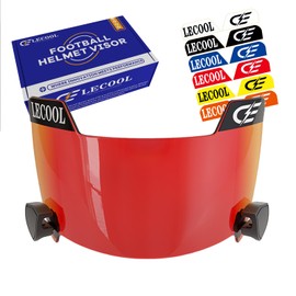 LeCool Football Visor – 3D Molded Curved Lens Technology, Wide Field Vision, Fits Youth & Adult Helmets (Red)