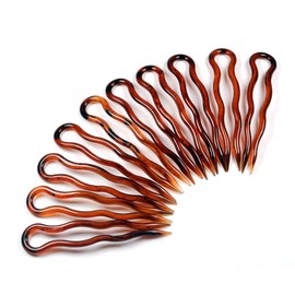 Simple Plain Hair Pins -- 10pcs (8cm, Havana Brown)
