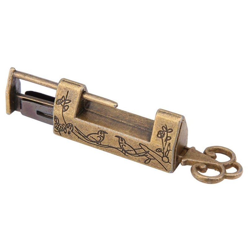 Garosa Padlock Chinese Vintage Mini Antique Retro Style Magpie Flowers