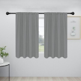 Easy-Going Rod Pocket Blackout Curtains for Bedroom, Room Darkening Window Curtains for Living Room, Thermal Insulated Noise Reduction Solid Window Drapes, 2 Panels(34x45 in, Light Gray)